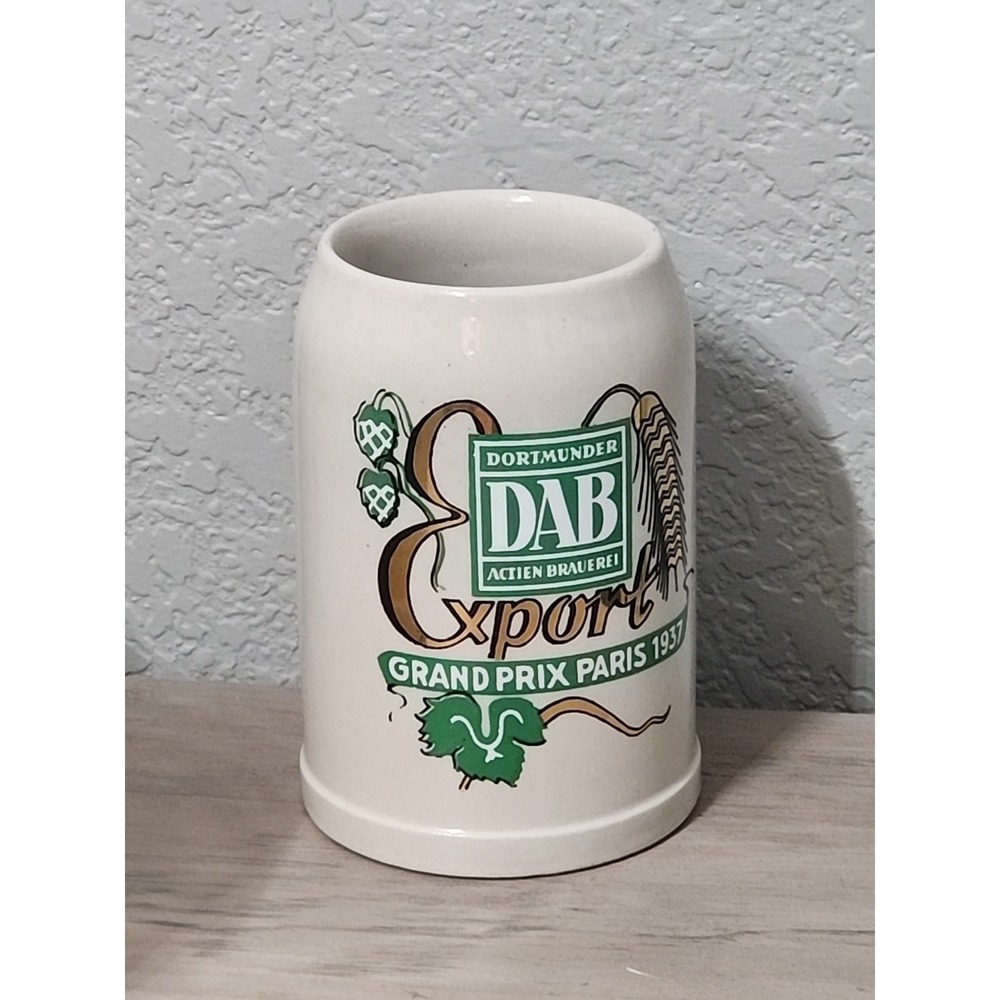 Vintage‎ DAB Pilsener Dortmunder 0.5L (24 oz) German Glass Beer Mug Stein 1930s